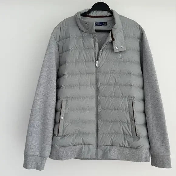 Polo Ralph Lauren Jacket Mens XL Gray Hybrid Down Filled Quilted